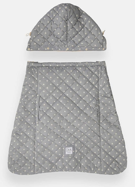 7 A.M. Enfant K-Poncho Baby Carrier Cover - Grey Stars - KP50-PGS