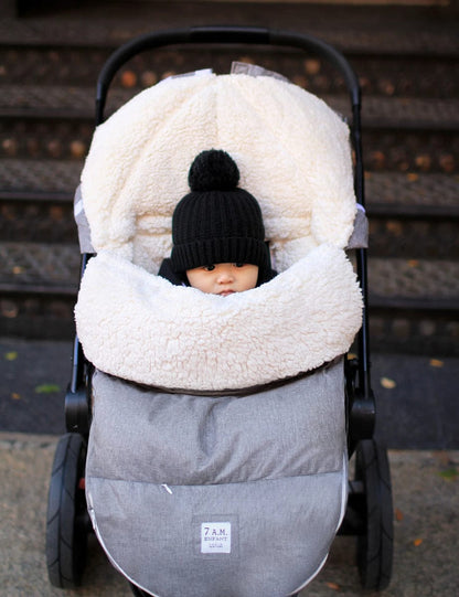 7 A.M. Enfant LambPOD Footmuff, Medium/Large (18M-3T) - Heather Grey - podl10ml-hg
