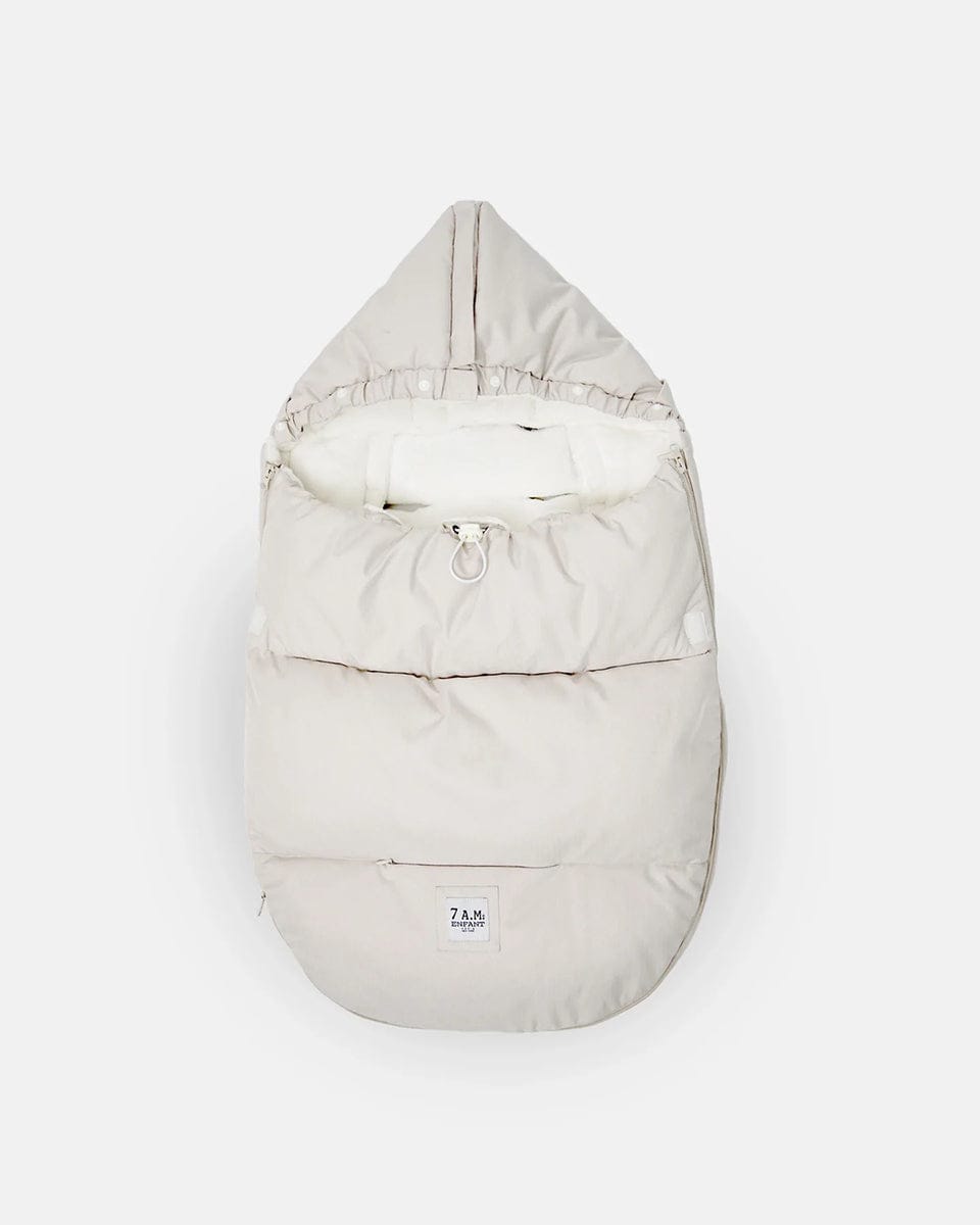 7 A.M. Enfant Plushpod Footmuff - Tundra Heather Beige / White Faux Fur (0-18m) - POD50-E1-HBF