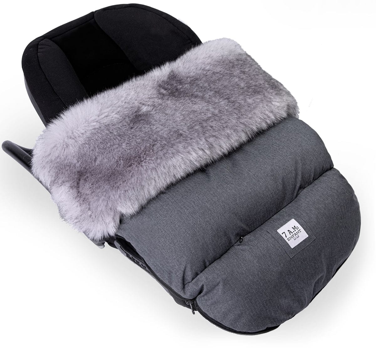 7 A.M. Enfant Plushpod Footmuff - Tundra - Heather Grey Dark - Arctic Faux Fur (0-18m) - POD50SM-HGDF