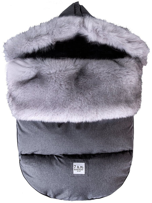 7 A.M. Enfant Plushpod Footmuff - Tundra - Heather Grey Dark - Arctic Faux Fur (0-18m) - POD50SM-HGDF