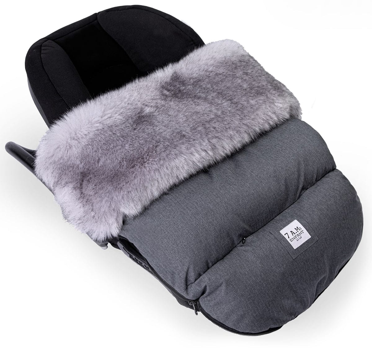 7 A.M. Enfant Plushpod Footmuff - Tundra - Heather Grey Dark - Arctic Faux Fur (18m-3T) - POD50ML-HGDF