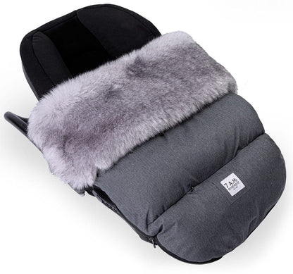 7 A.M. Enfant Plushpod Footmuff - Tundra - Heather Grey Dark - Arctic Faux Fur (18m-3T) - POD50ML-HGDF