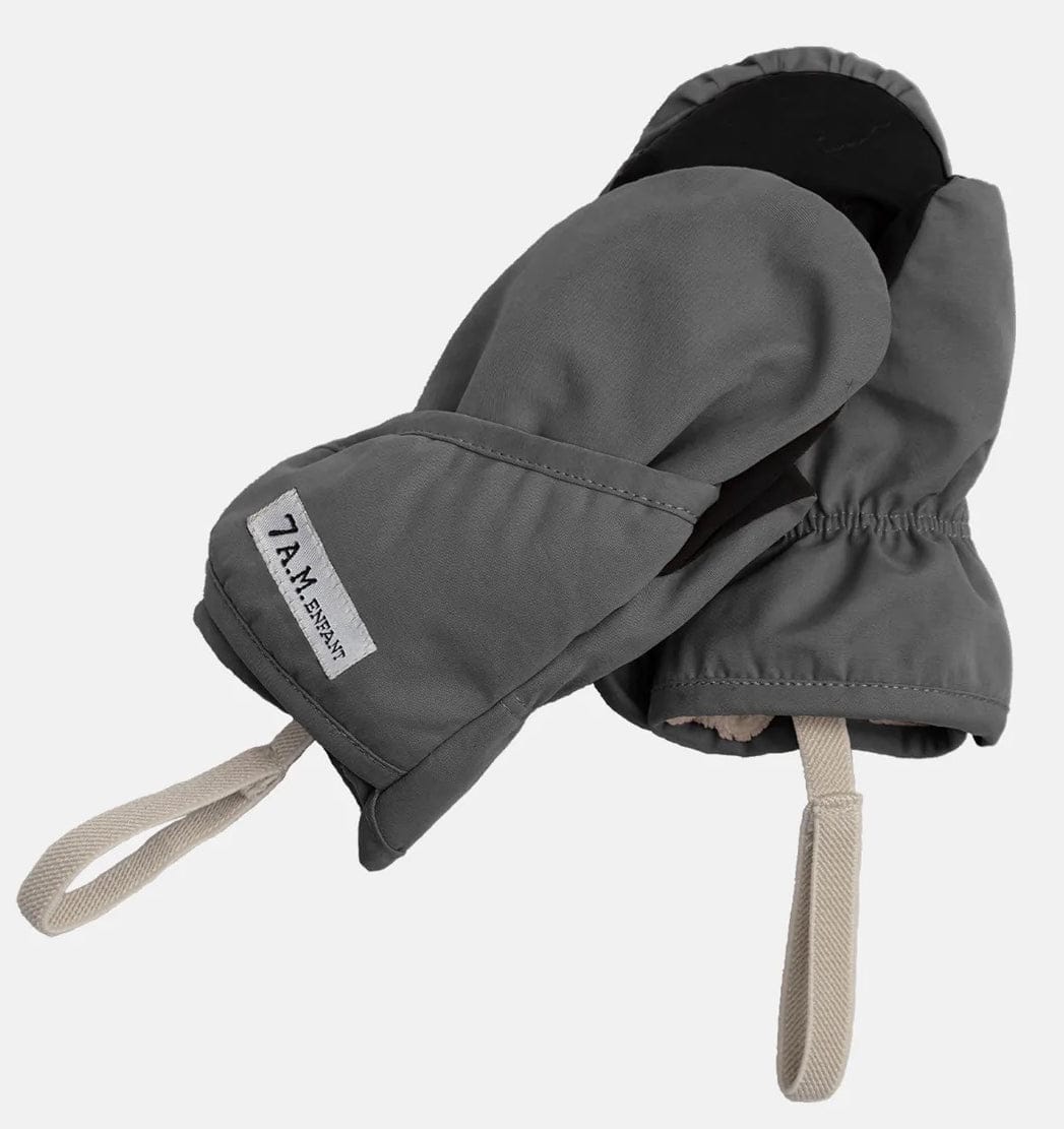 7 A.M. Enfant The Cub Mitten & Hat Set - Benji - Smokey (12-18M) - MTCHE80-E-SMK