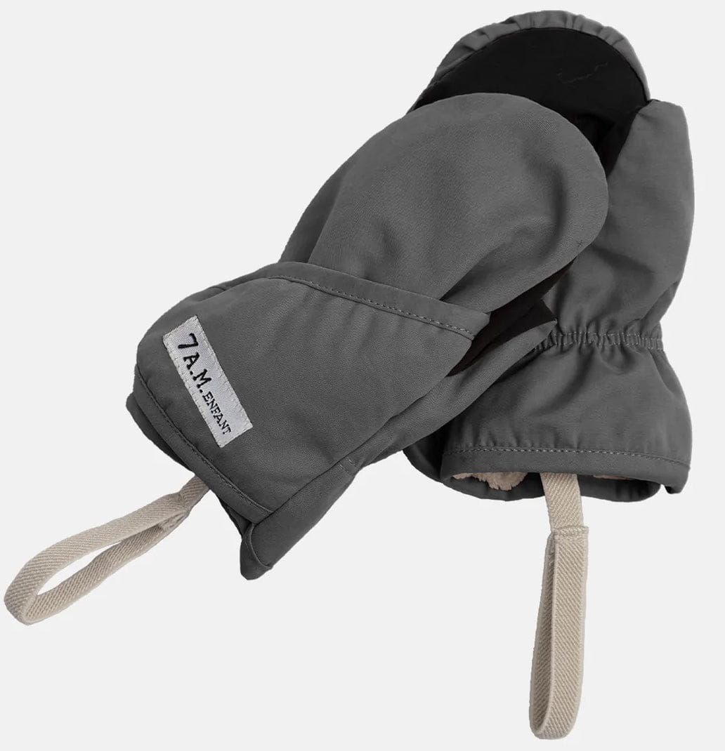 7 A.M. Enfant The Cub Mitten & Hat Set - Benji - Smokey (6-12M) - MTCHE80-D2-SMK