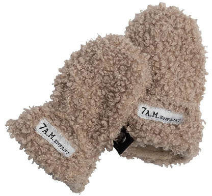 7 A.M. Enfant The Cub Mitten & Hat Set - Teddy - Oatmeal Teddy (12-24m) - MTCH903-TEDO