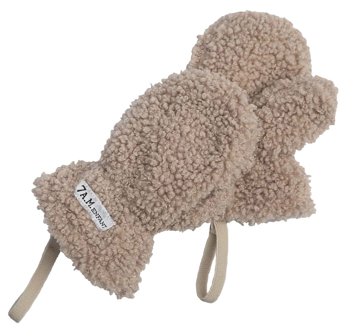 7 A.M. Enfant The Cub Mitten & Hat Set - Teddy - Oatmeal Teddy (12-24m) - MTCH903-TEDO