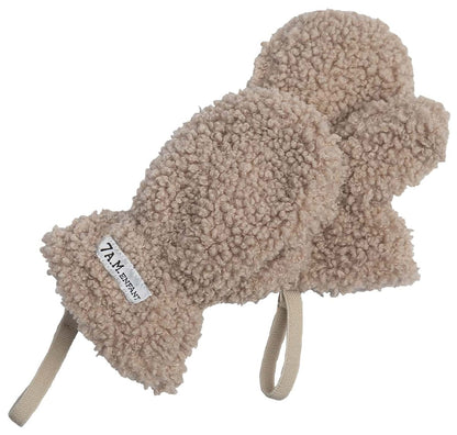 7 A.M. Enfant The Cub Mitten & Hat Set - Teddy - Oatmeal Teddy (6-12m) - MTCH902-TEDO