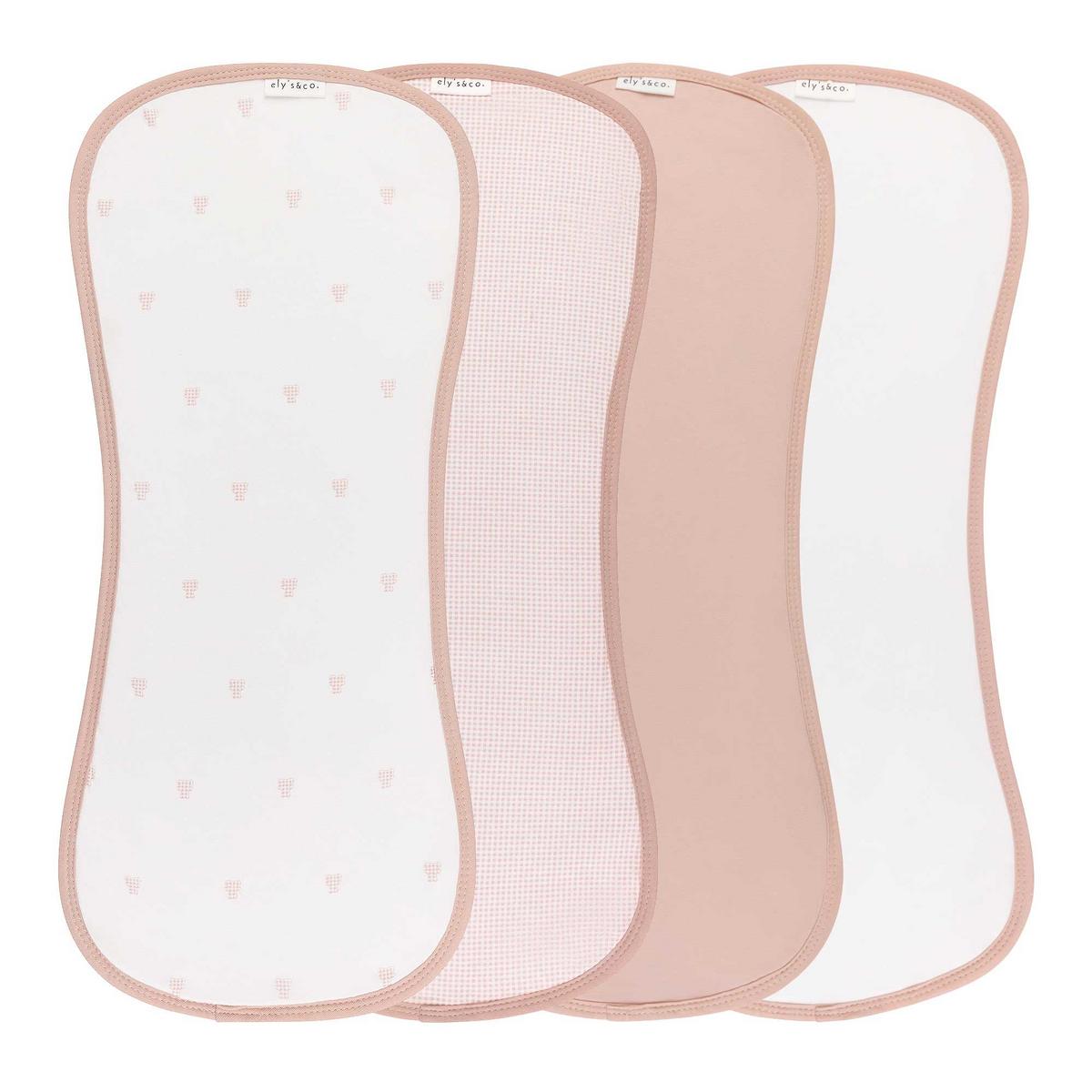 Ely's & Co. 4 Pack Absorbent Burp Cloths - Gingham Bear Collection - Pink