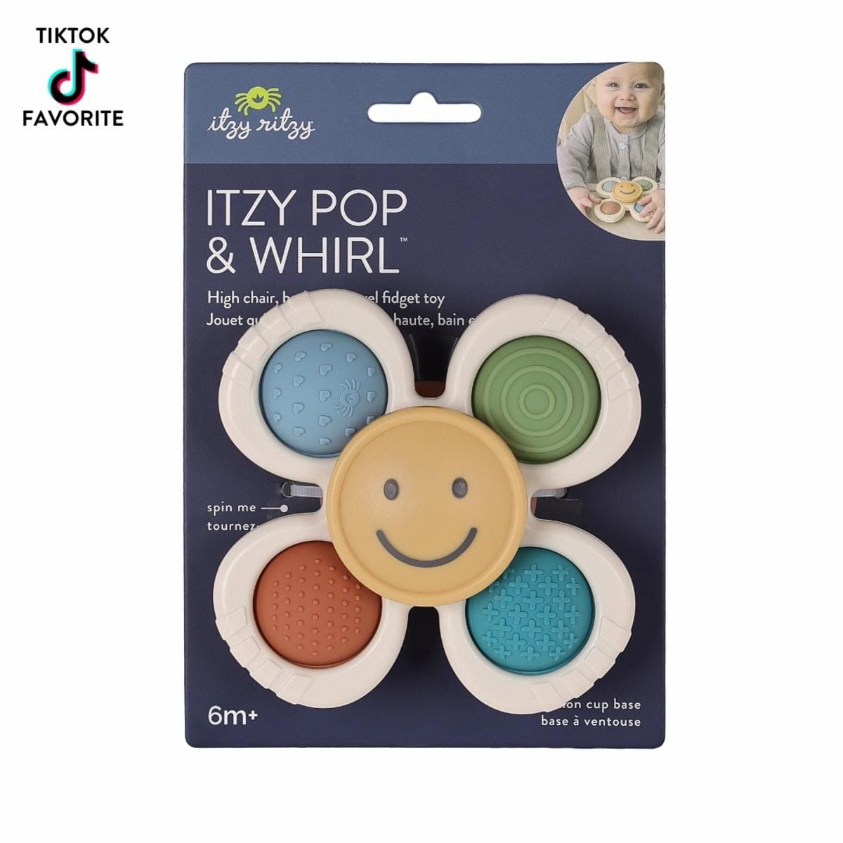 Itzy Ritzy Itzy Pop & Whirl High chair, Bath and Travel Fidget Toy - Smile - SPIN8547
