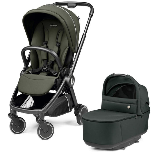 PEG City Loop Stroller + Pop Up Bassinet With Stand Bundle - Black / Metal / Metal - CLP-BAS-METAL