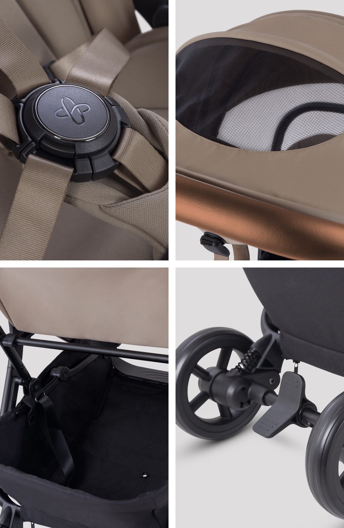 Silver Cross Nia Compact Travel Stroller + Cup Holder + Travel Bag Bundle - Champagne