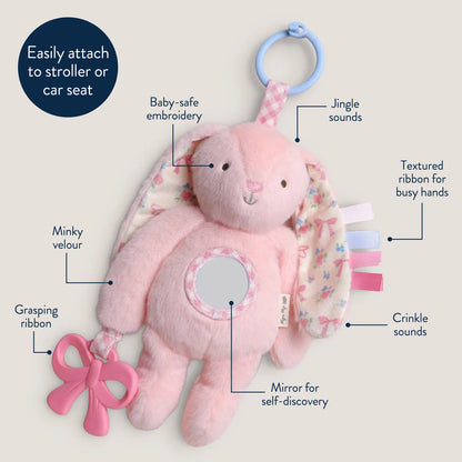 Itzy Ritzy Pink Bunny Bitzy Traveler Plush Toy