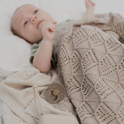 BIBS Knitted Blanket, Wavy - Ivory - 9406216