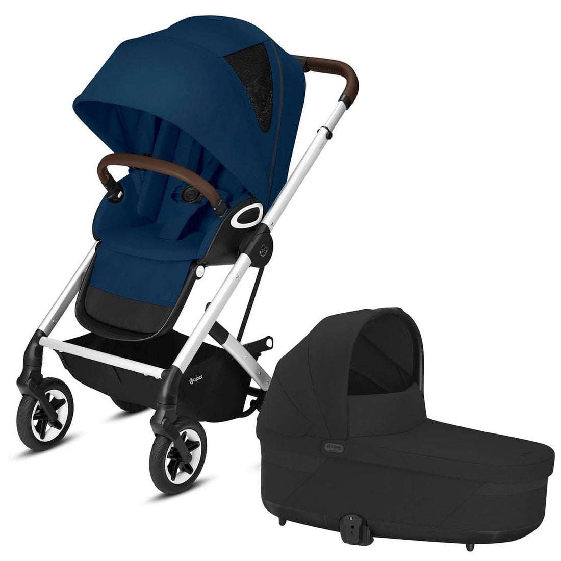 Cybex Talos S Lux All-Terrain Stroller + Cot S Lux 2 Bundle - Navy Blue / Moon Black - 520004523-522002347