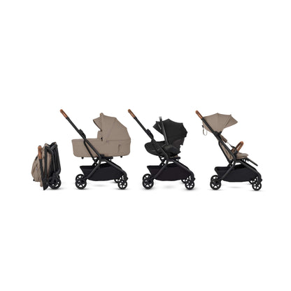 Silver Cross Nia Compact Travel Stroller + Cup Holder + Travel Bag Bundle - Champagne