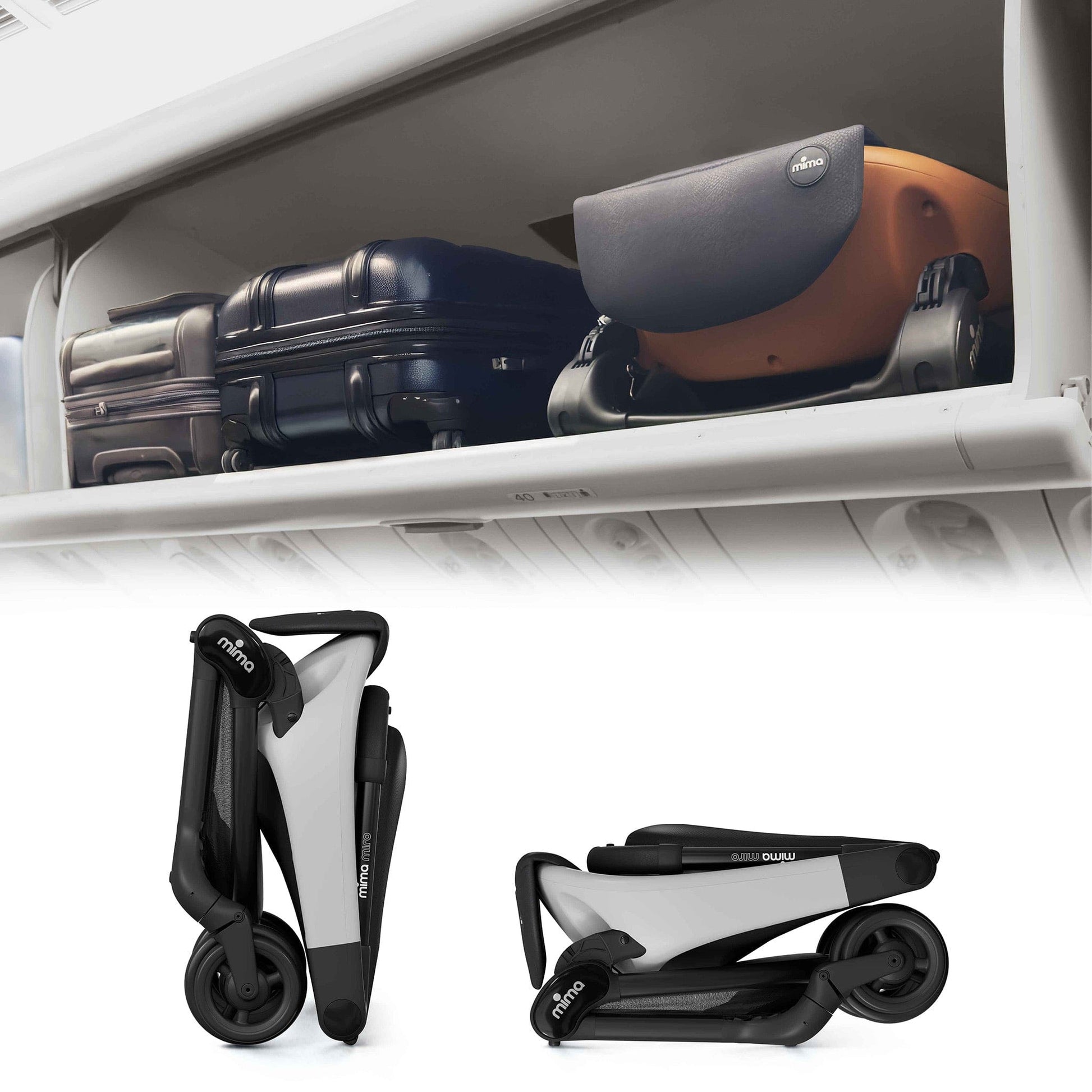 Mima Miro Compact Stroller + Bumper Bar + Cup Holder - White - A702007-B