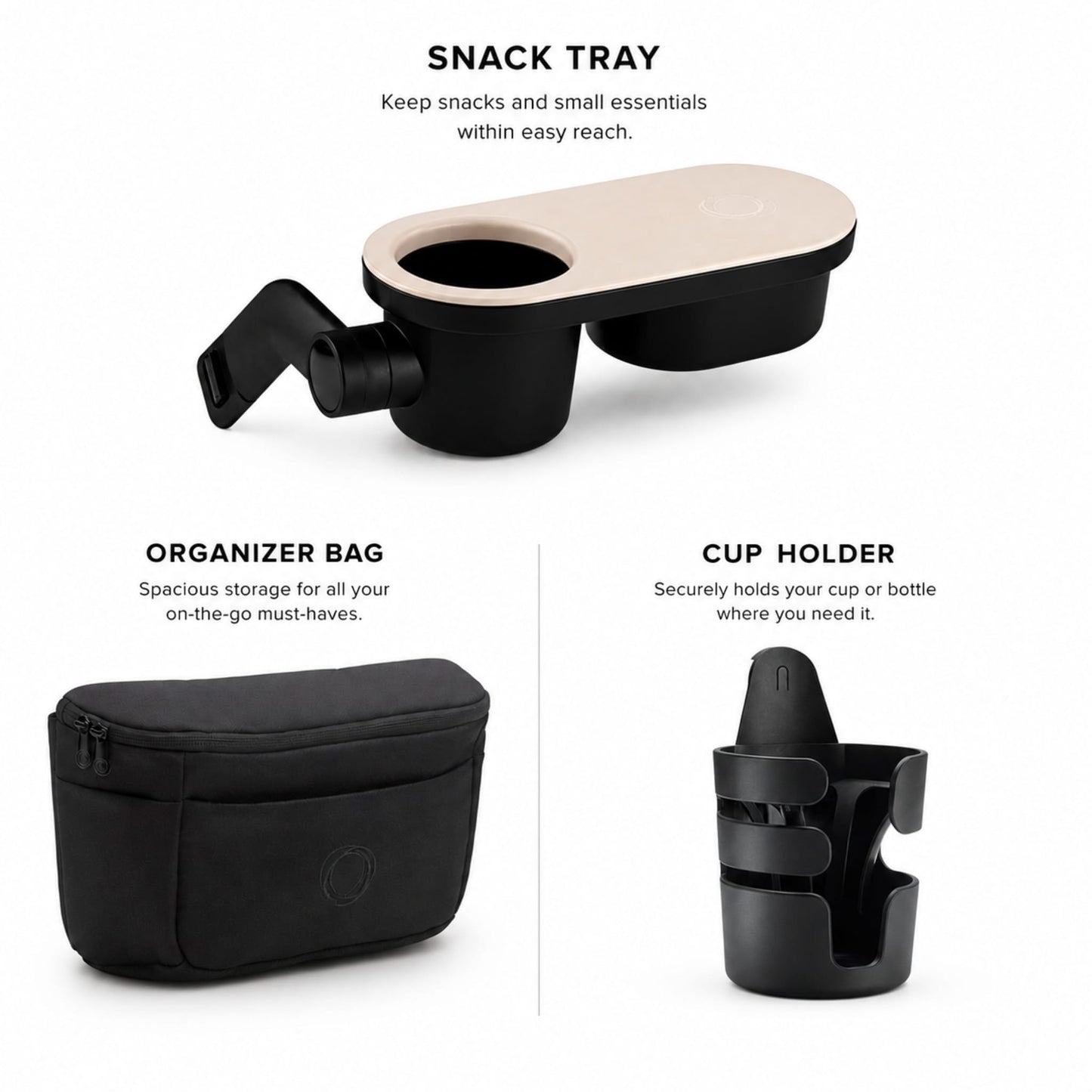 Bugaboo Accessory Bundle - Snack Tray, Organizer & Cup Holder