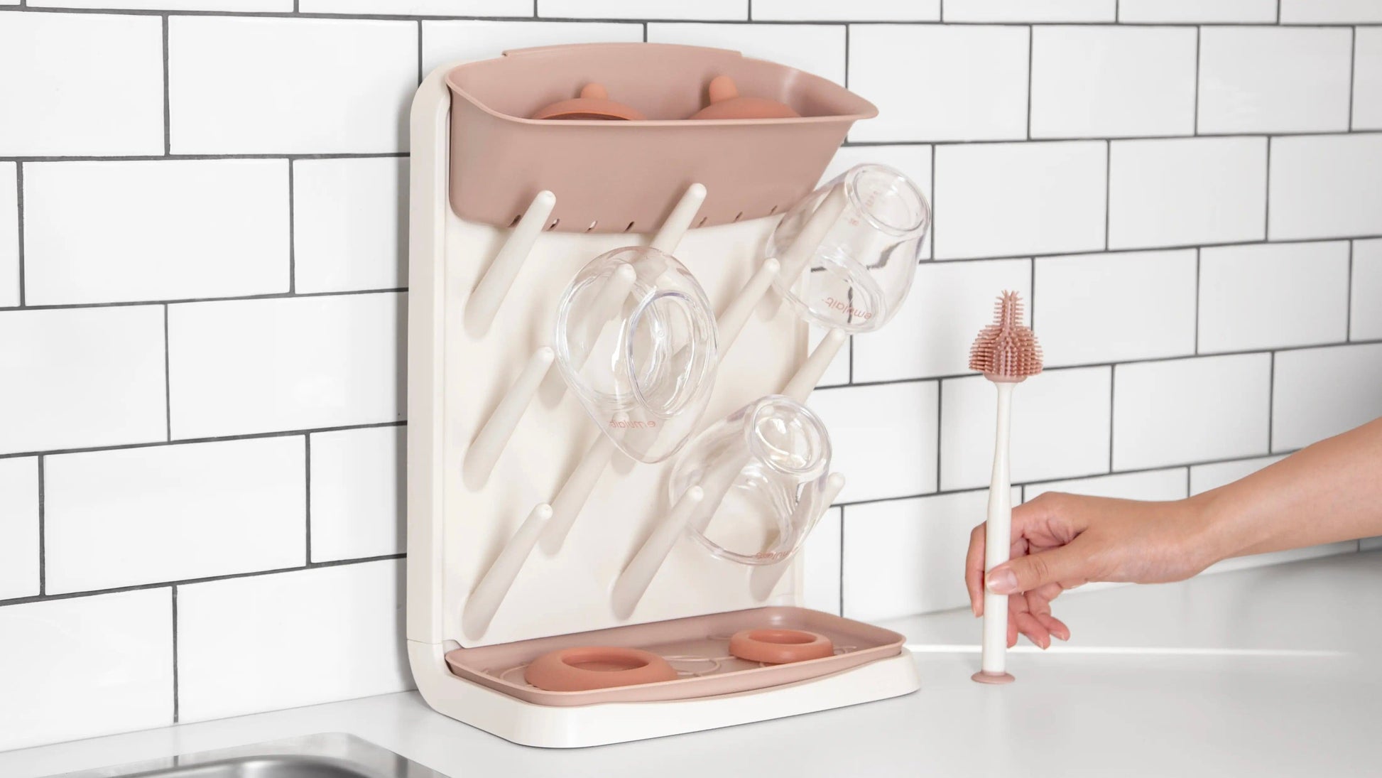 Emulait x Ubbi Drying Rack & Bottle Cleaning Brush - AS-CO-DRBB-UB