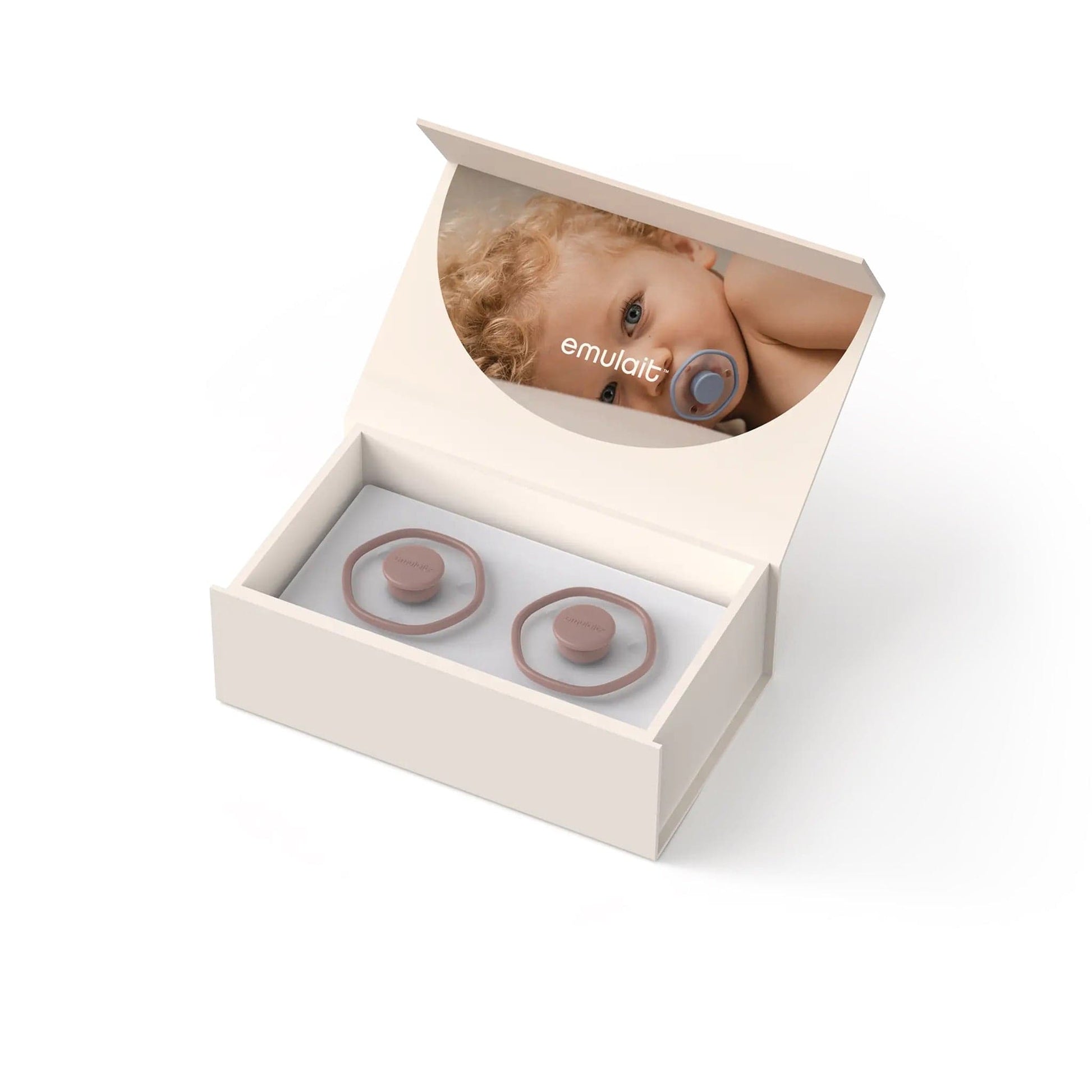 Emulait Pacifier 2-Pack, 0-6 Months - Rose - AS-PAC-1-RS