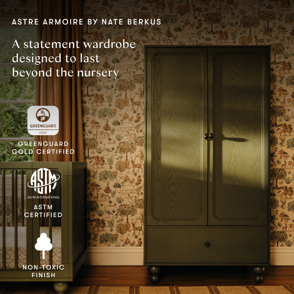 Babyletto Astre armoire by Nate Berkus with Greenguard Gold and ASTM certifications