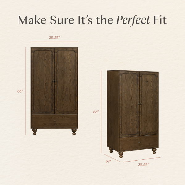 Babyletto wardrobe dimension diagram showing height width and depth measurements