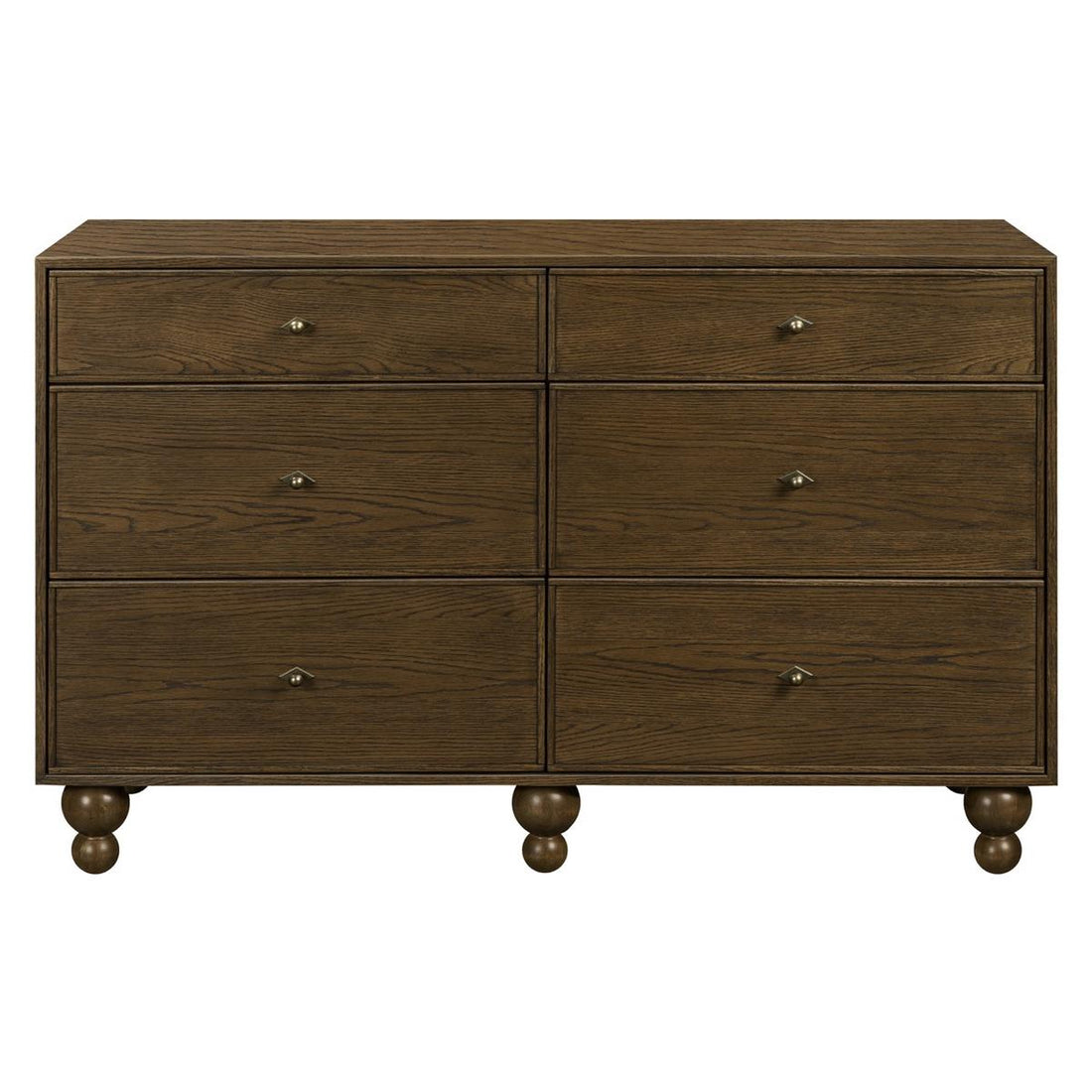 Babyletto six drawer wooden dresser with round feet