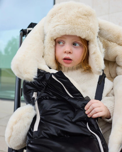 7AM Enfant Blanket 212 Evolution Footmuff - Black Liquid Shine / Arctic White Faux Fur, 6M-4T - Image 10