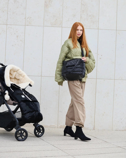 7AM Enfant Blanket 212 Evolution Footmuff - Black Liquid Shine / Arctic White Faux Fur, 6M-4T - Image 15