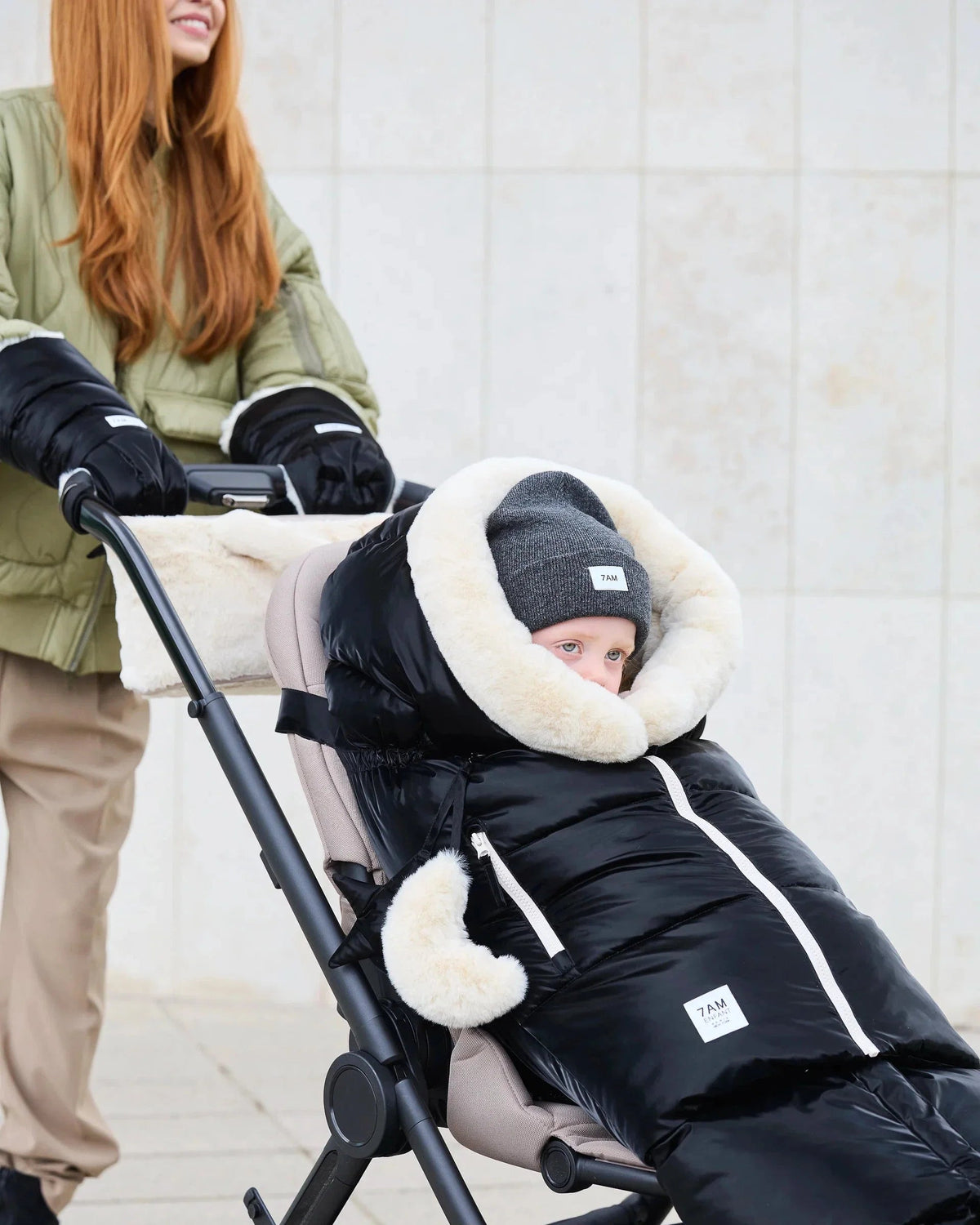 7AM Enfant Blanket 212 Evolution Footmuff - Black Liquid Shine / Arctic White Faux Fur, 6M-4T - Image 9