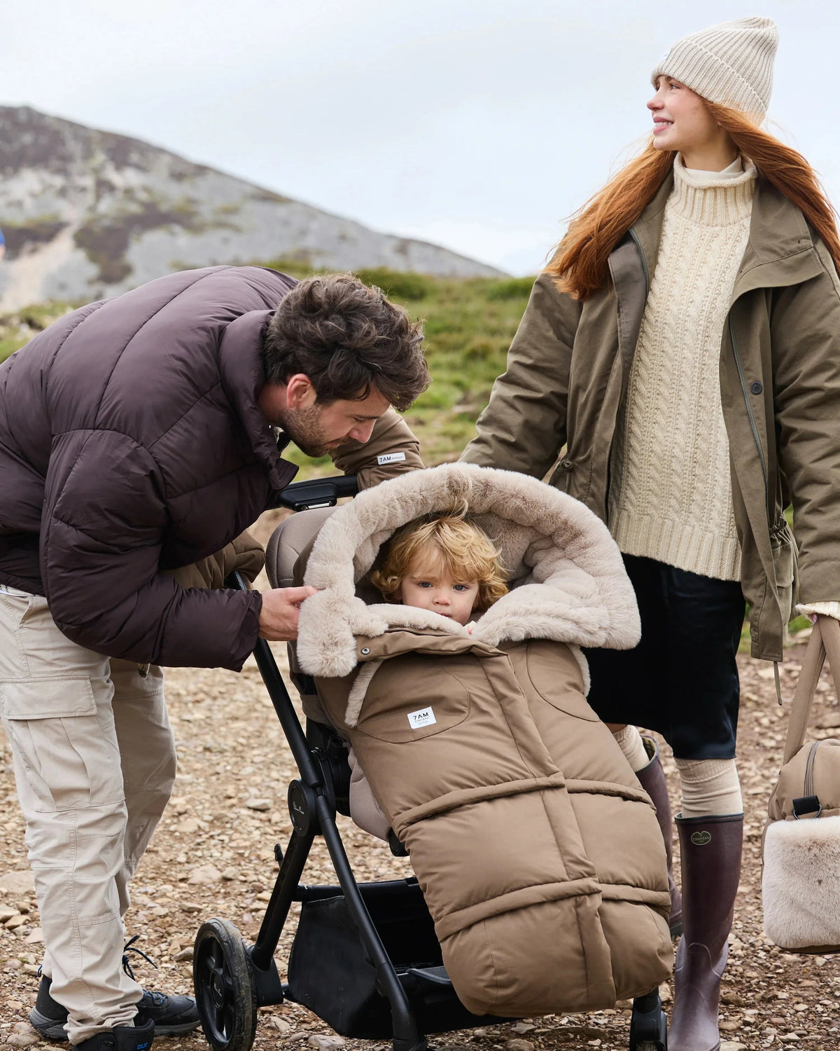 7AM Enfant Blanket 212 Evolution Footmuff - Moss Brown / Greige Faux Fur, 6M-4T - Image 10