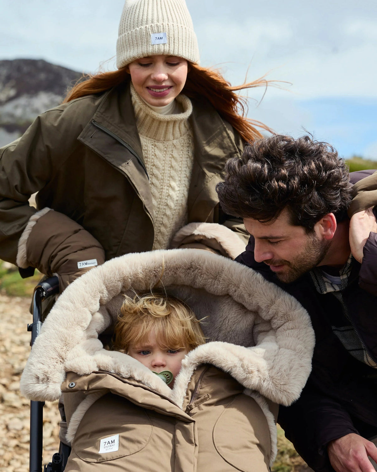 7AM Enfant Blanket 212 Evolution Footmuff - Moss Brown / Greige Faux Fur, 6M-4T - Image 12