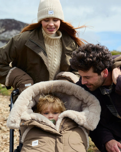 7AM Enfant Blanket 212 Evolution Footmuff - Moss Brown / Greige Faux Fur, 6M-4T - Image 12