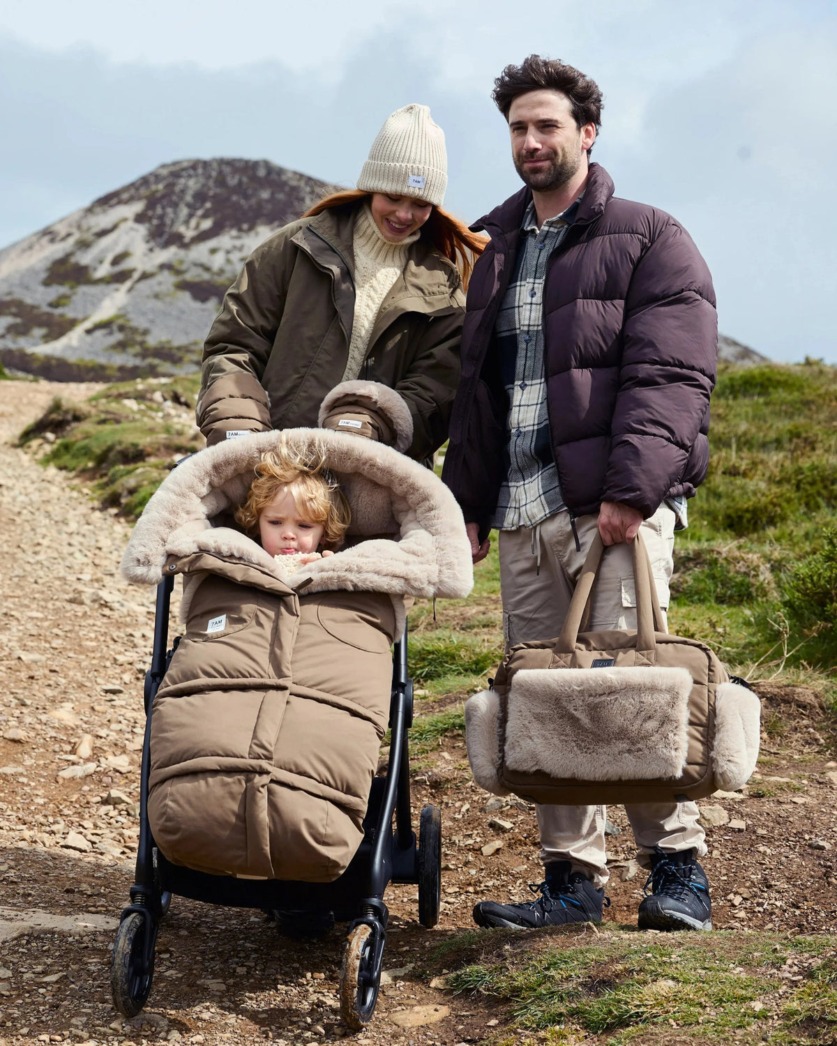 7AM Enfant Blanket 212 Evolution Footmuff - Moss Brown / Greige Faux Fur, 6M-4T - Image 15
