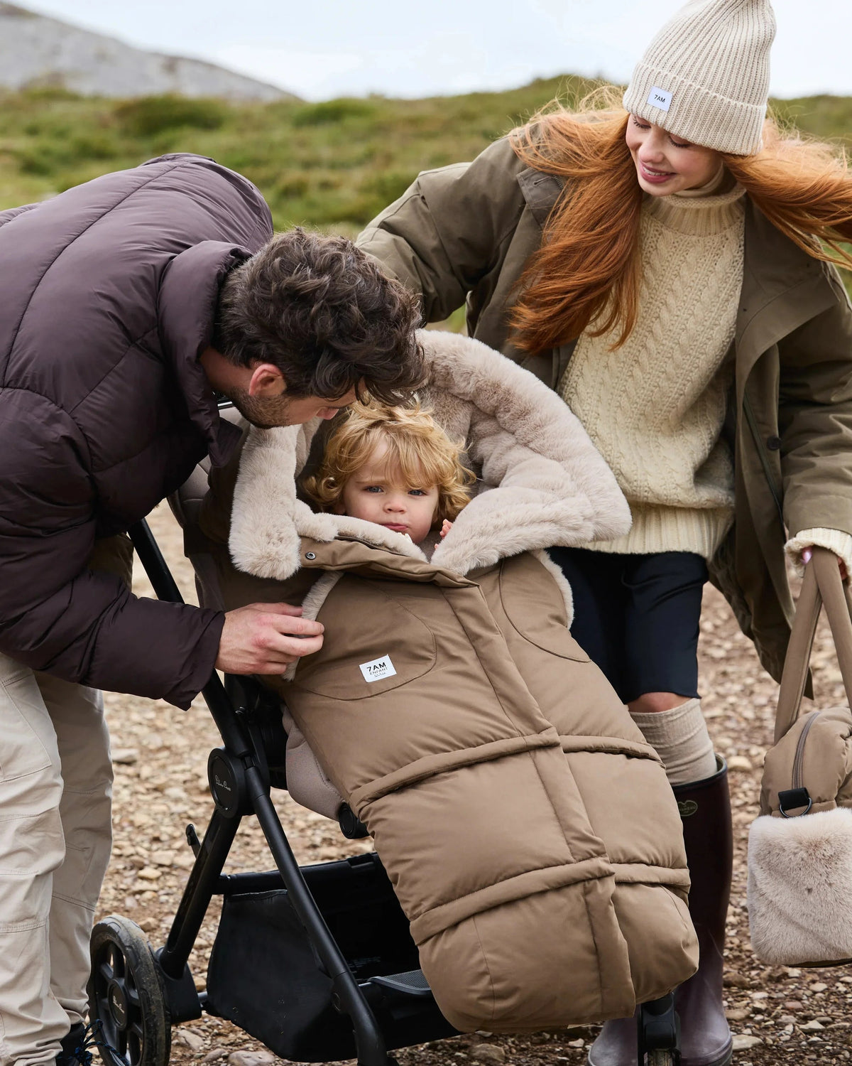 7AM Enfant Blanket 212 Evolution Footmuff - Moss Brown / Greige Faux Fur, 6M-4T - Image 16