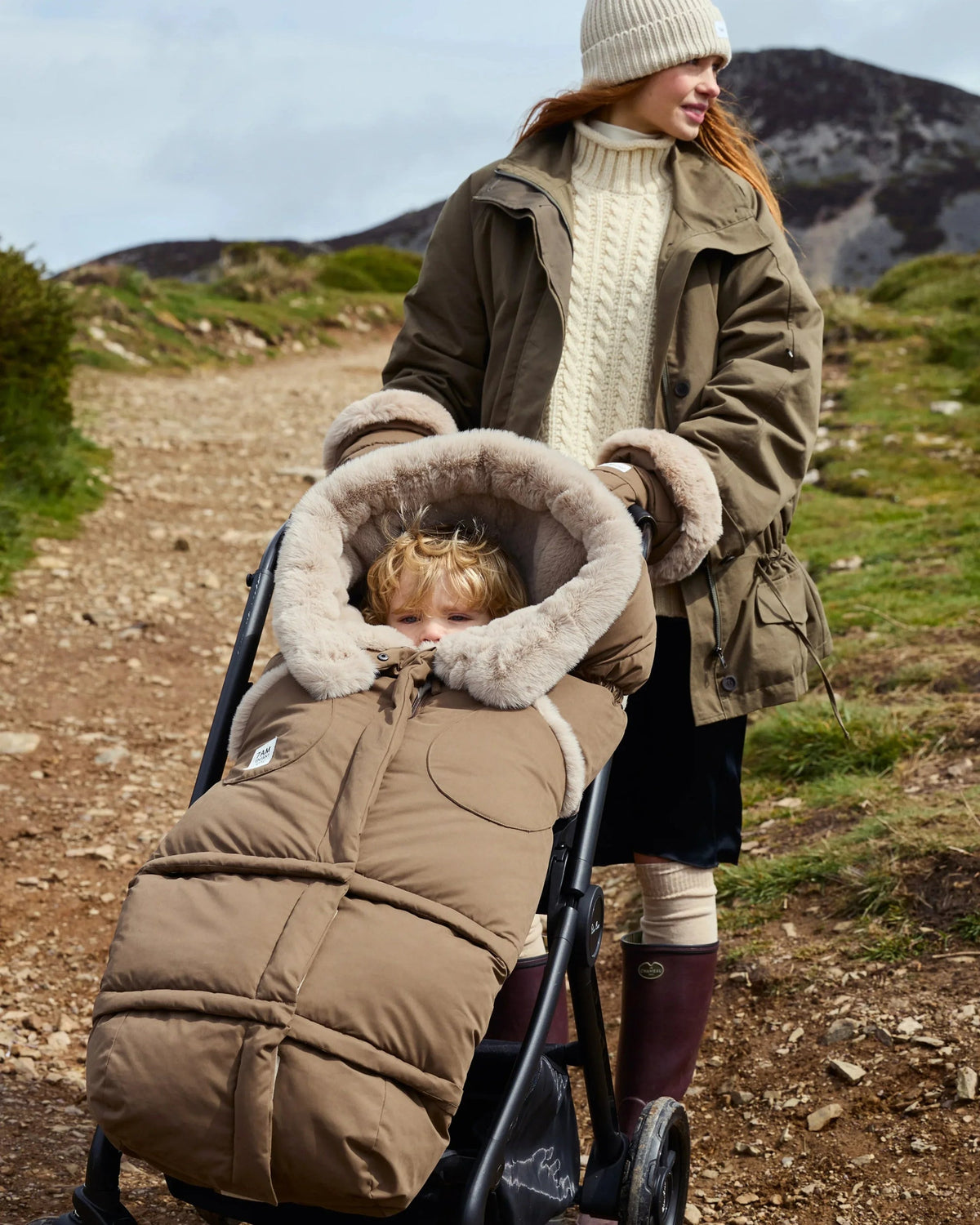 7AM Enfant Blanket 212 Evolution Footmuff - Moss Brown / Greige Faux Fur, 6M-4T - Image 2