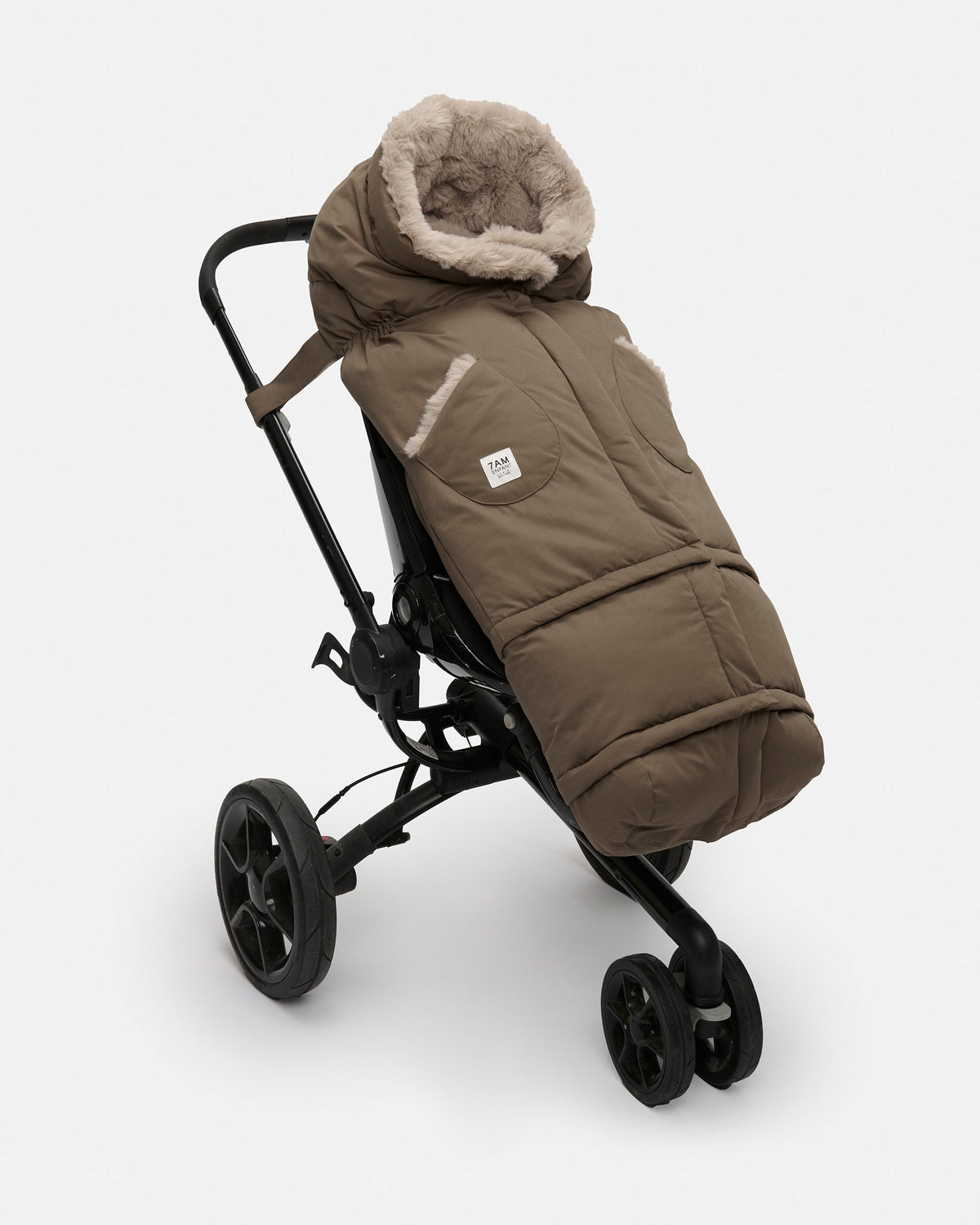 7AM Enfant Blanket 212 Evolution Footmuff - Moss Brown / Greige Faux Fur, 6M-4T - Image 3
