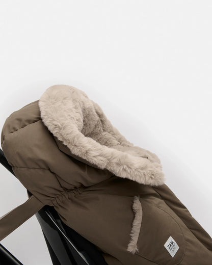 7AM Enfant Blanket 212 Evolution Footmuff - Moss Brown / Greige Faux Fur, 6M-4T - Image 5