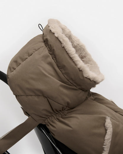 7AM Enfant Blanket 212 Evolution Footmuff - Moss Brown / Greige Faux Fur, 6M-4T - Image 6