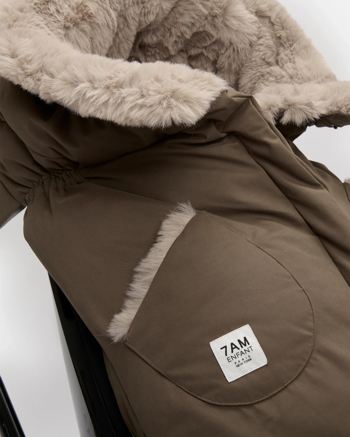 7AM Enfant Blanket 212 Evolution Footmuff - Moss Brown / Greige Faux Fur, 6M-4T - Image 8