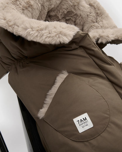 7AM Enfant Blanket 212 Evolution Footmuff - Moss Brown / Greige Faux Fur, 6M-4T - Image 8