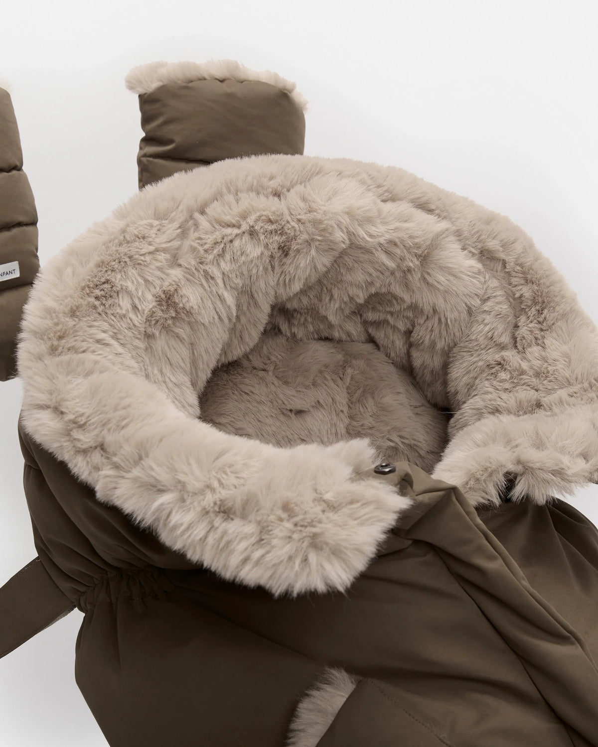 7AM Enfant Blanket 212 Evolution Footmuff - Moss Brown / Greige Faux Fur, 6M-4T - Image 9