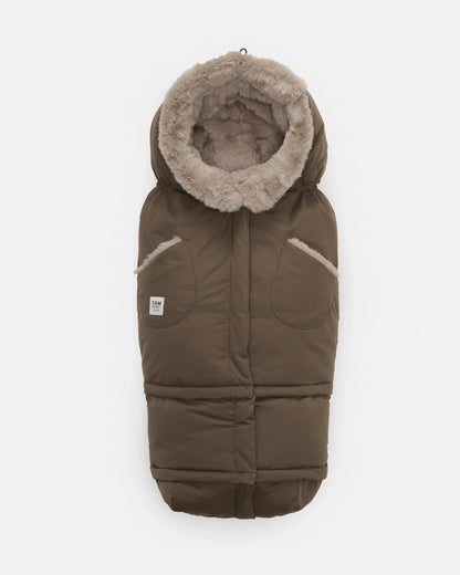 7AM Enfant Blanket 212 Evolution Footmuff - Moss Brown / Greige Faux Fur, 6M-4T