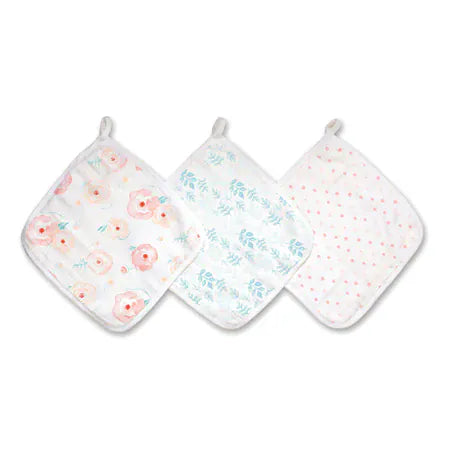 Aden + Anais Essentials Cotton Muslin Washcloths 3 pk - Full Bloom - B652