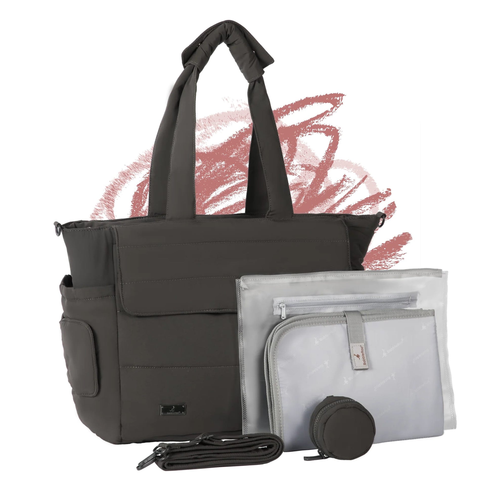 BabbleRoo Puffer Flo Diaper Tote Bag - Black
