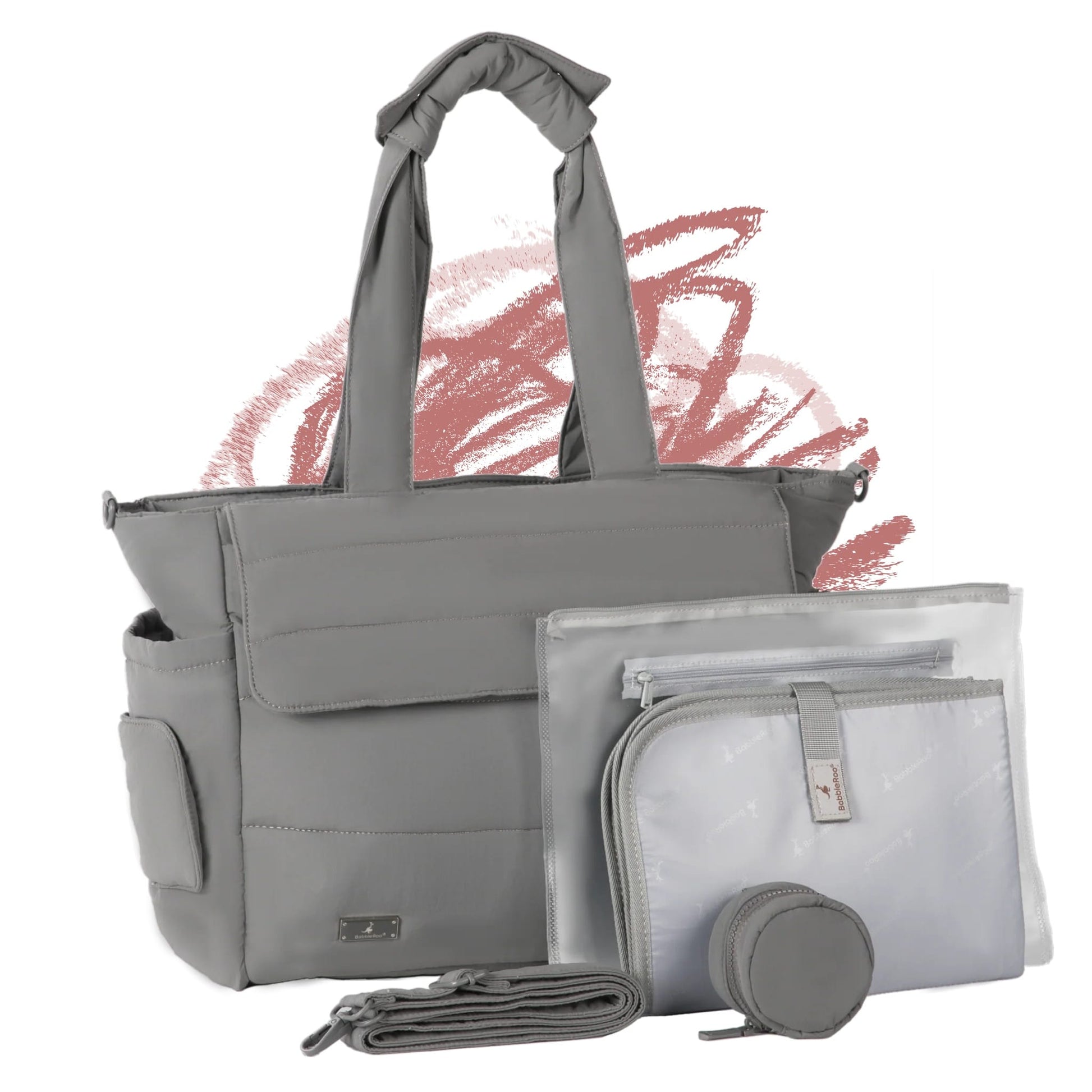 BabbleRoo Puffer Flo Diaper Tote Bag - Gray
