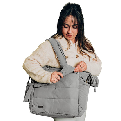 BabbleRoo Puffer Flo Diaper Tote Bag - Gray