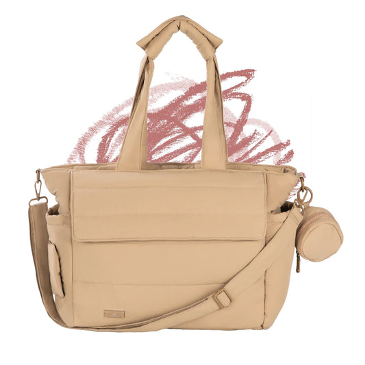 BabbleRoo Puffer Flo Diaper Tote Bag - Taupe