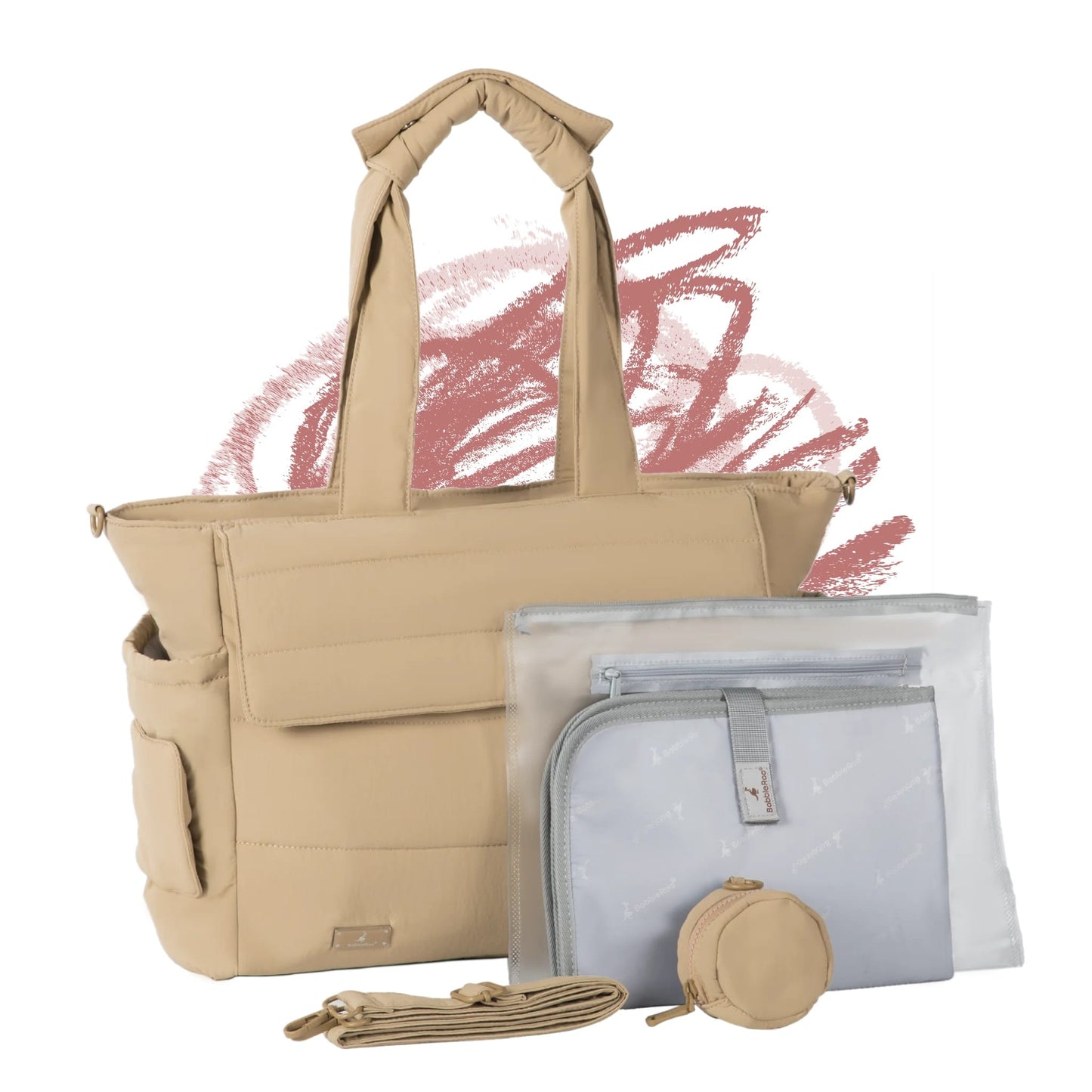 BabbleRoo Puffer Flo Diaper Tote Bag - Taupe