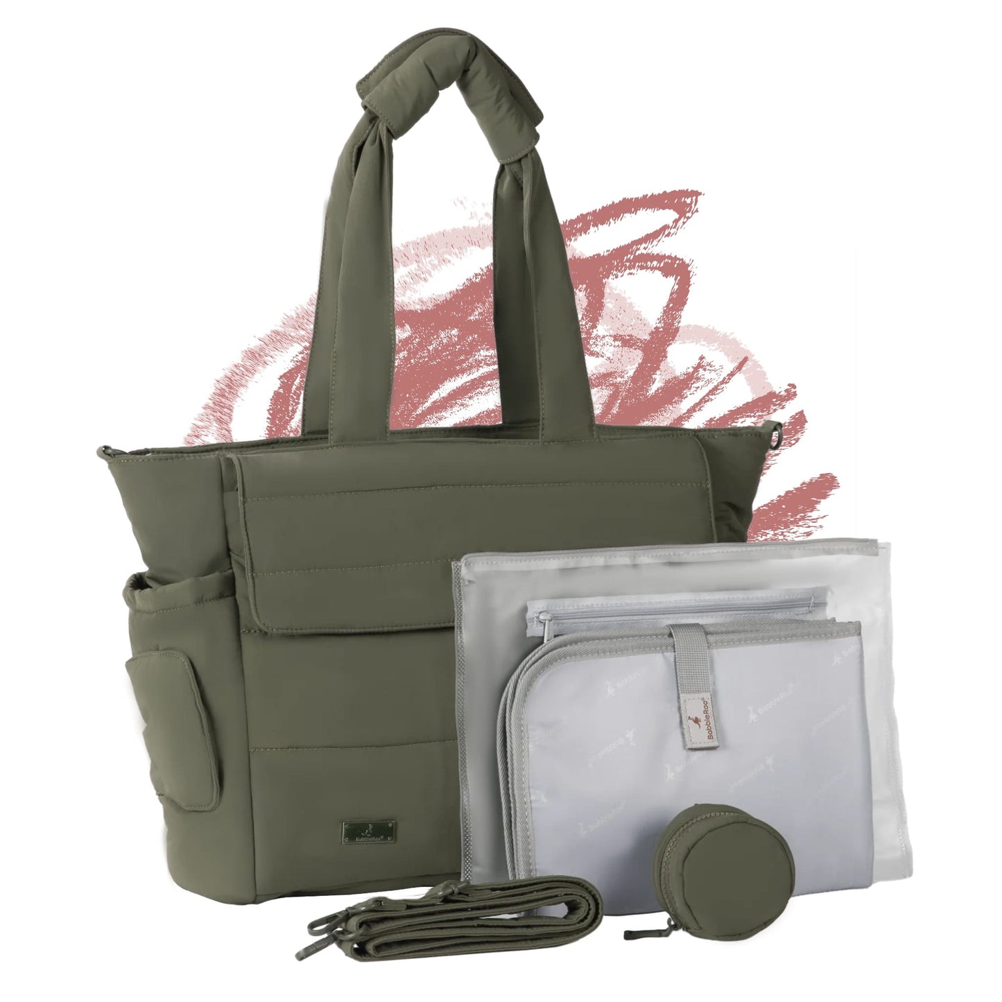 BabbleRoo Puffer Flo Diaper Tote Bag - Seaweed Green